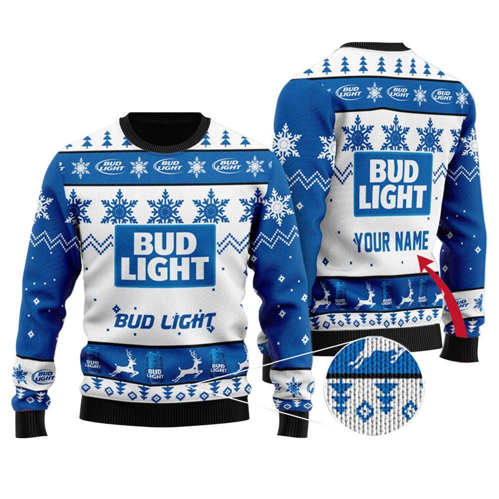 Personalized Bud Light Ugly Christmas Sweater