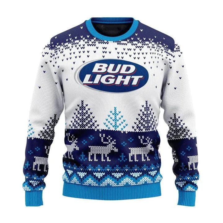 Personalized Bud Light Reindeer Ugly Christmas Sweater