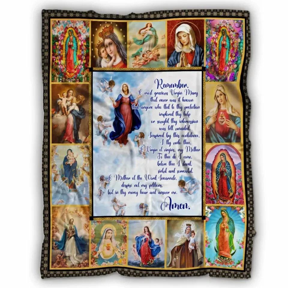Mary Mother Of Jesus Fleece Sherpa Blanket