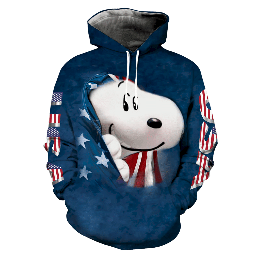 Snoopy The Peanuts, American Flag Snoopy Aop Hoodie