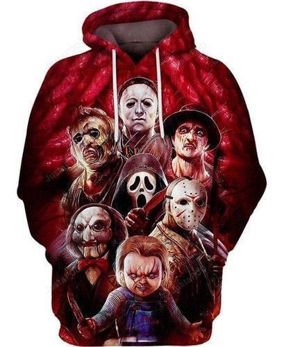 Halloween Horror Michael Myers Leatherface Freddy Krueger Jason Chucky 3D All Over Print Hoodie & Zip Hoodie