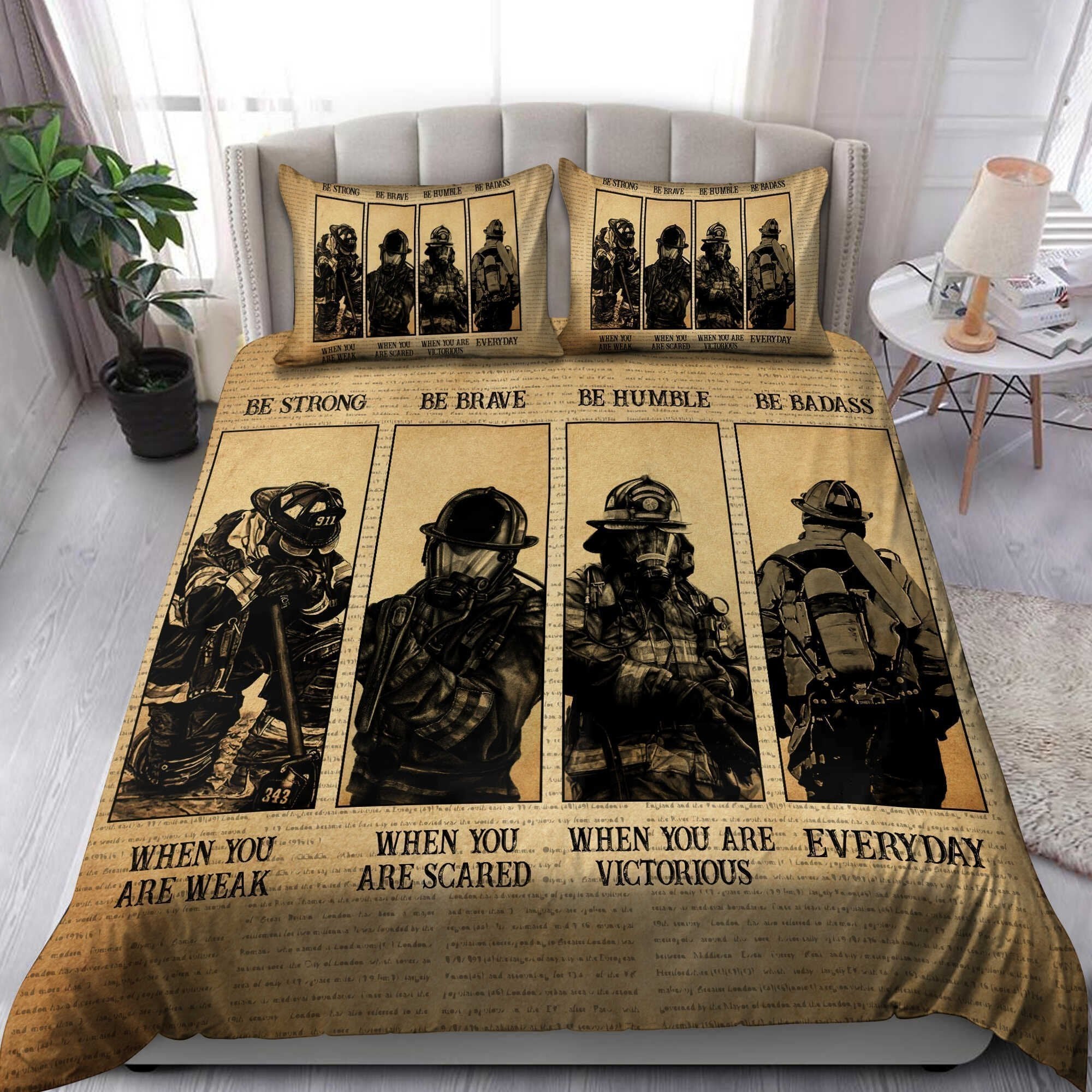 Firefighter Bedding Set Firefighter Be Strong Be Brave Duvet Covers