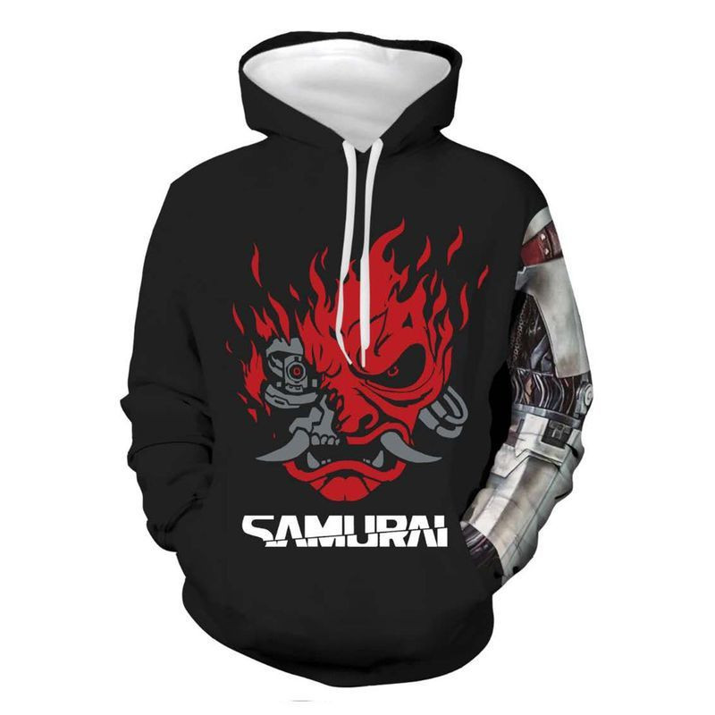 2021 New Cyberpunk 2077 Samurai Over Print 3d Hoodie Zip Hoodie