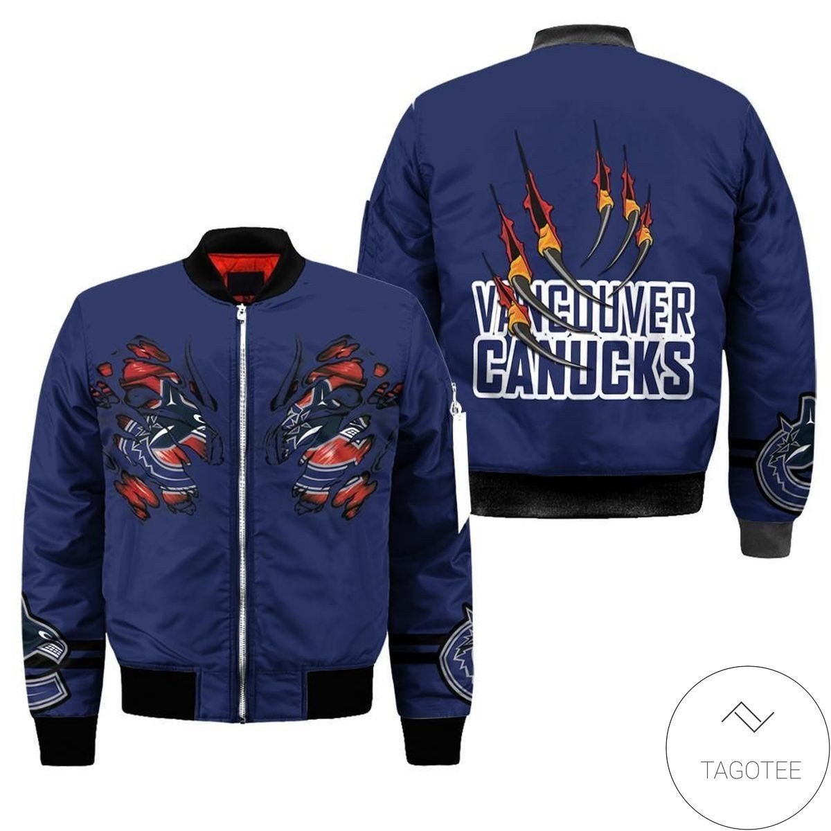 Vancouver Canucks Blue Logo Claws Bomber Jacket