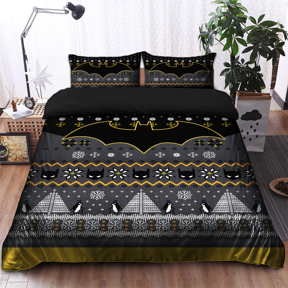 Batman Bedding Set DC Batman Logo Helmet Pattern Duvet Covers Black