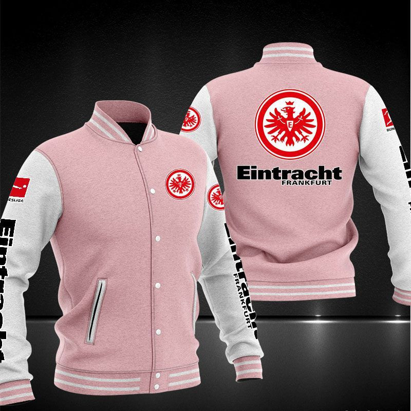 Eintracht Frankfurt Pink White Baseball Jacket