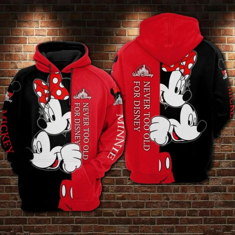 Mickey Minnie Never Too Old For 3d Hoodie