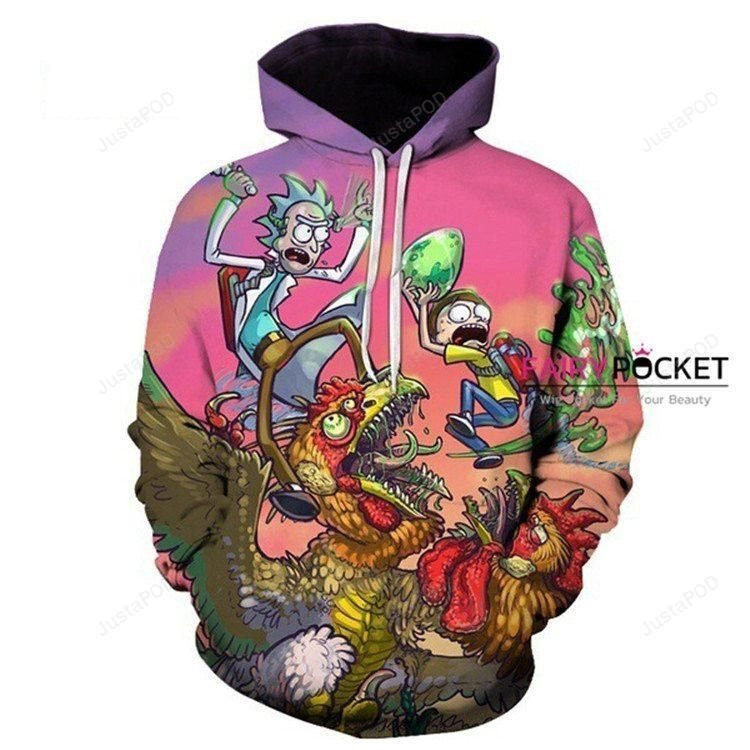 Rick and Morty Pink 3D All Over Print Hoodie & Zip Hoodie