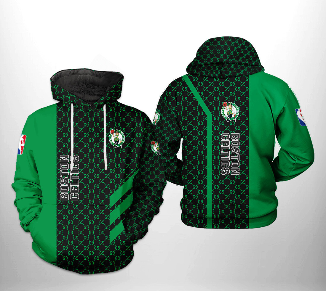 Boston Celtics Team Pattern Mix 3D All Over Print Hoodie & Zip Hoodie