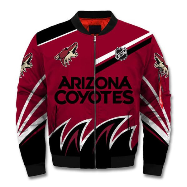 Arizona Coyotes Printful Red Bomber Jacket