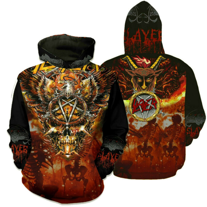 Slayer Rock Band Music X Skull 3d Hoodie Zip Hoodie