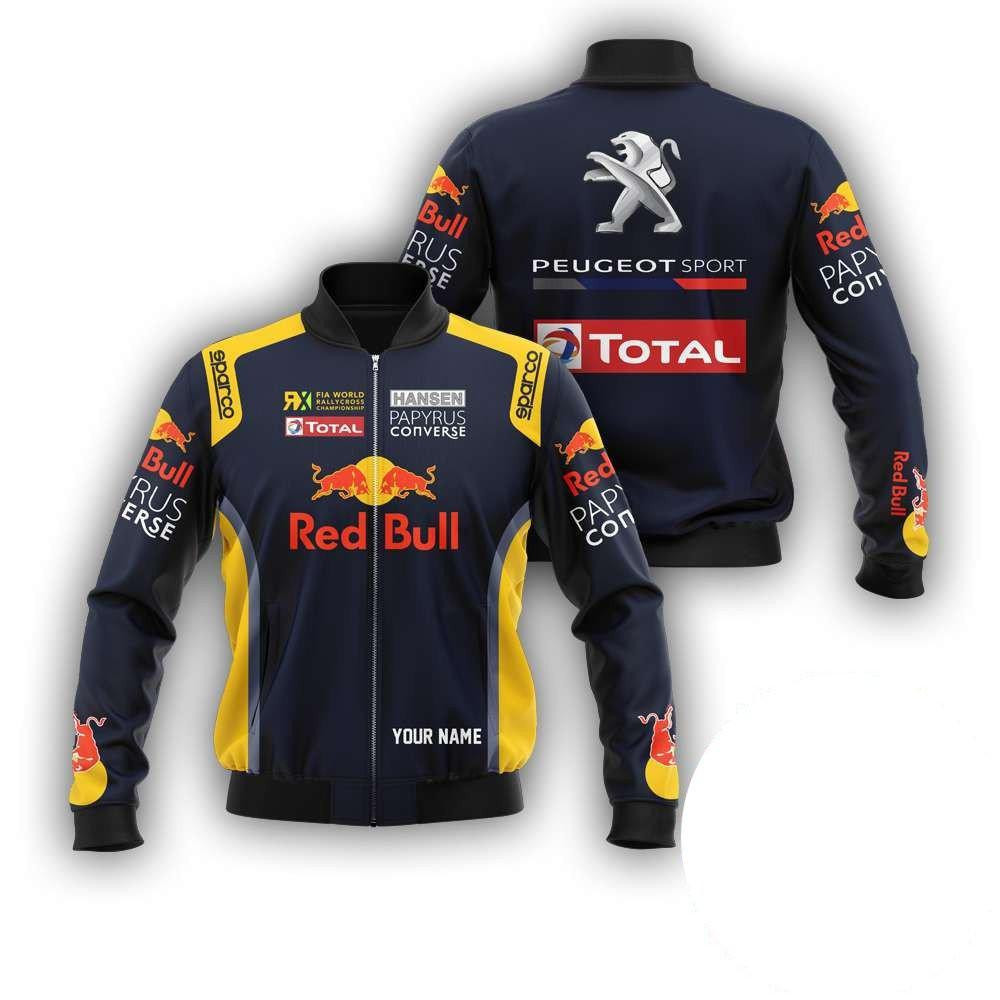 Personalized Peugeot Sport Racing Red Bull Bomber Jacket 866