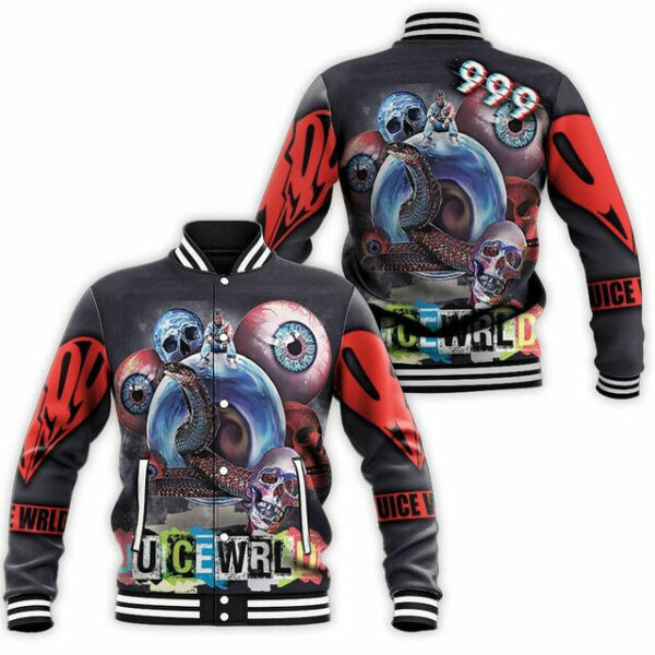 Juice Wrld 999 Creepy Snake Eye Rap Style Pop 6k683 Gift For Fan Baseball Jacket 375