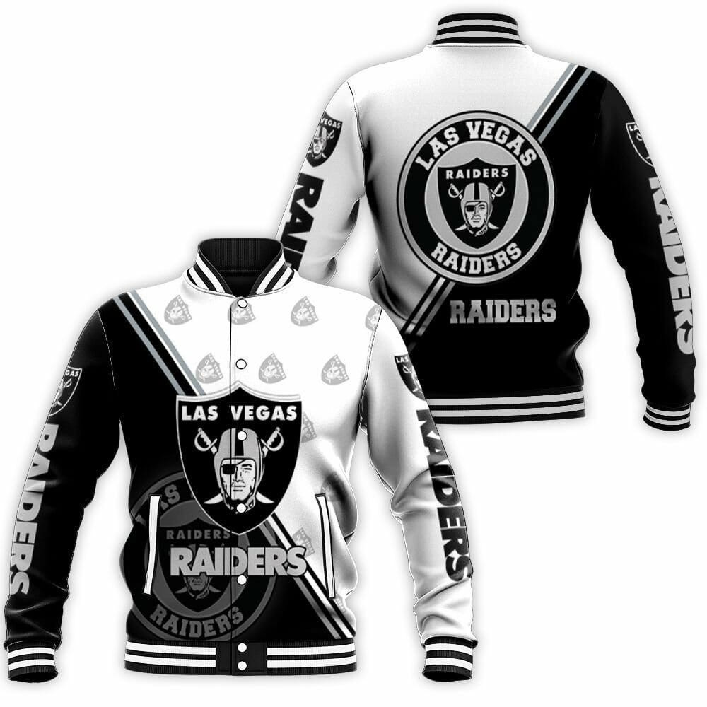 Las Vegas Raiders Black White Baseball Jacket