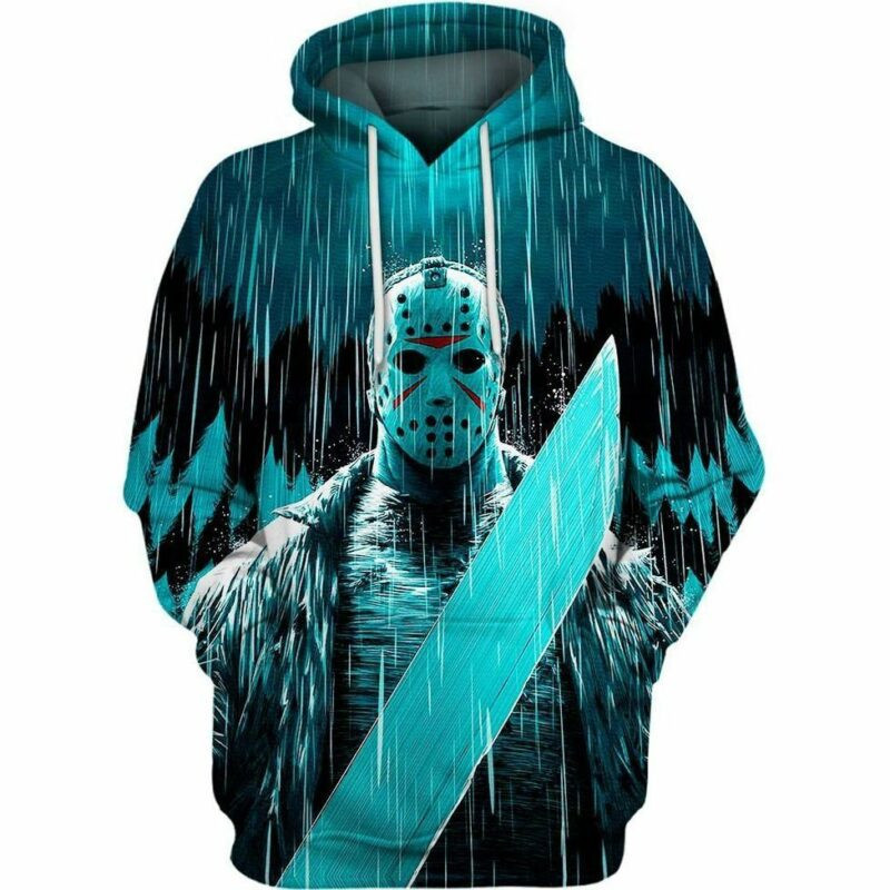 Jason Voorhee Under The Rain Over Print 3d Hoodie Zip Hoodie