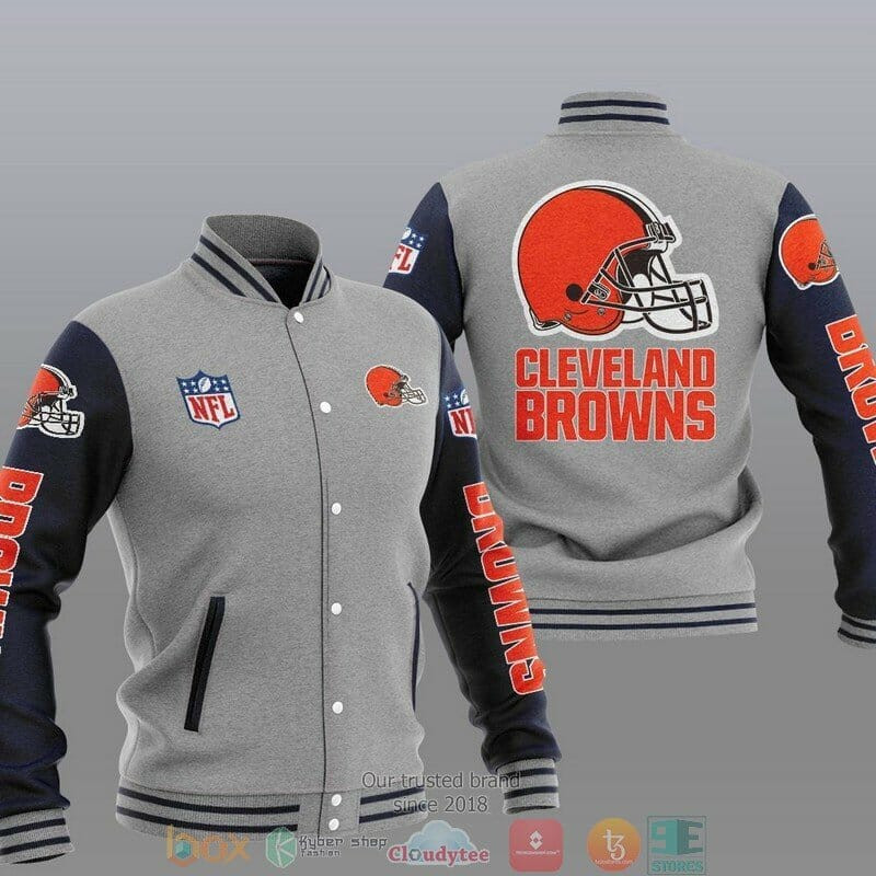 Cleveland Browns Grey Baseball Jacket