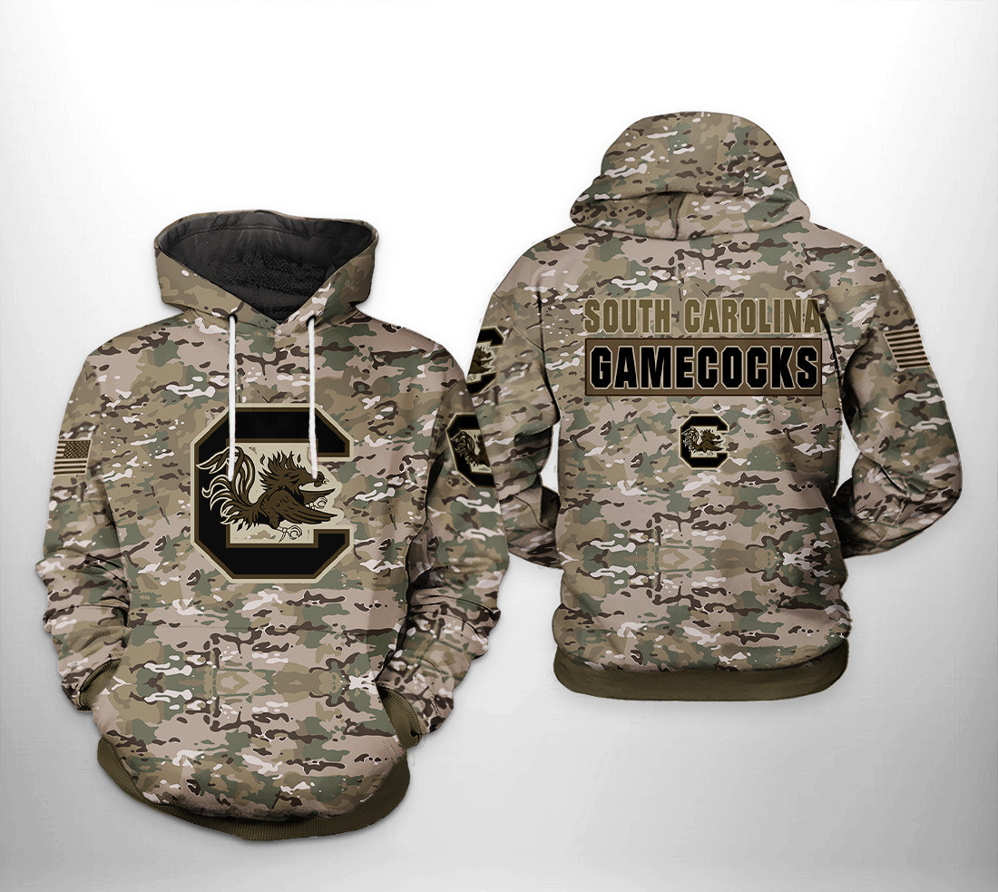 South Carolina Gamecocks Camo Veteran 3D All Over Print Hoodie & Zip Hoodie