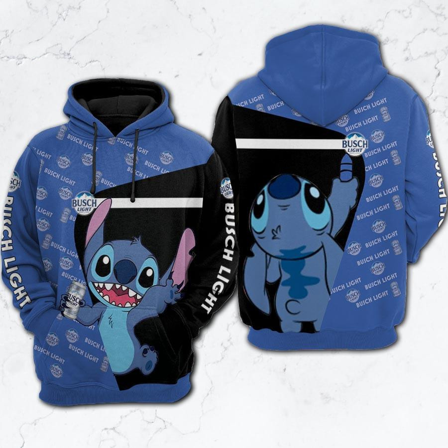 Busch Light Beer Fan Gift, Lilo And Stitch Fan Gift, Stitch Busch Light Beeraop Hoodie, Zip Hoodie, Fleece Jacket