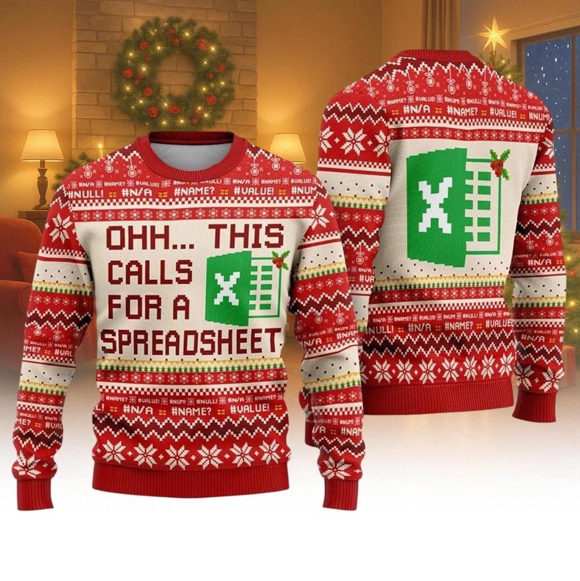 Ohh This Calls For A Spreadsheet Ugly Christmas Sweater