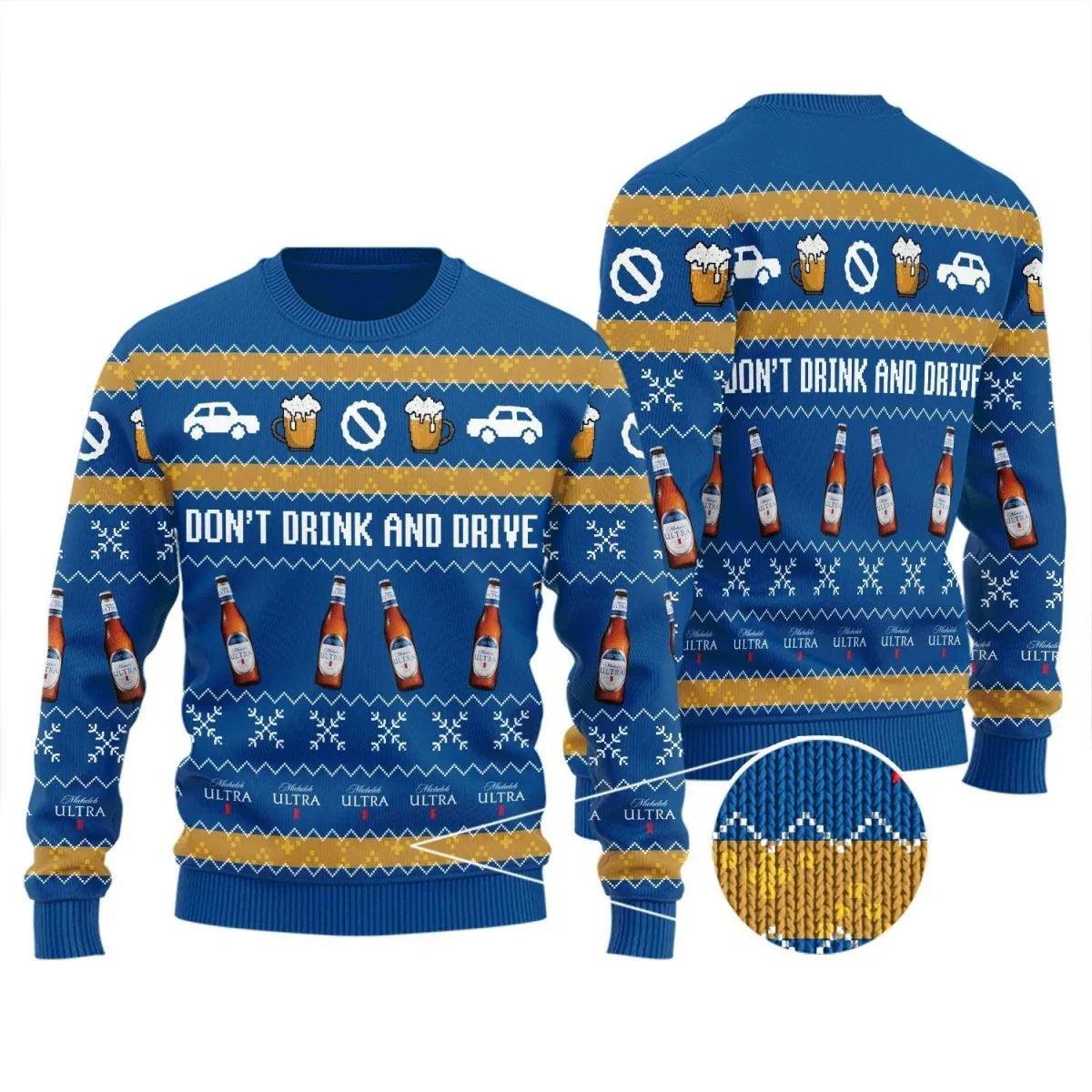 Michelob Ultra Don’t Drink And Drive Ugly Christmas Sweater