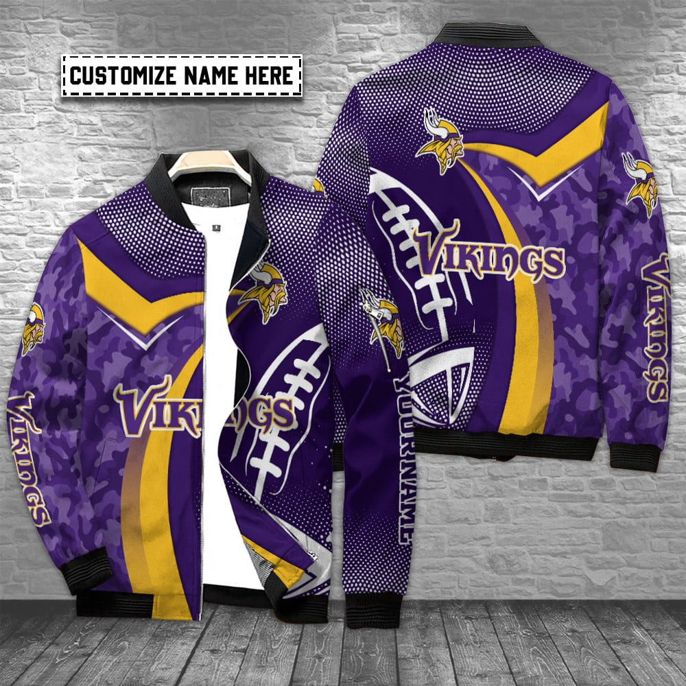 Minnesota Vikings Personalized Bomber Jacket BG721