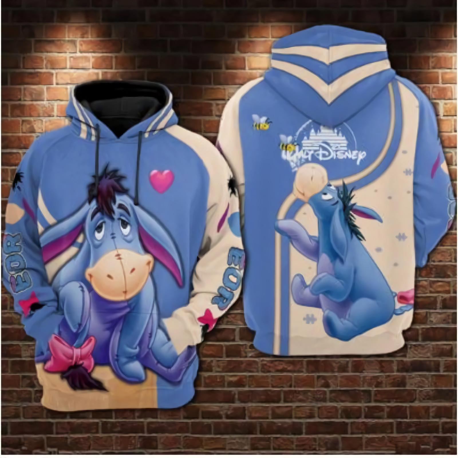 Winnie The Pooh Disney, Cute Eeyore All Over Print Hoodie
