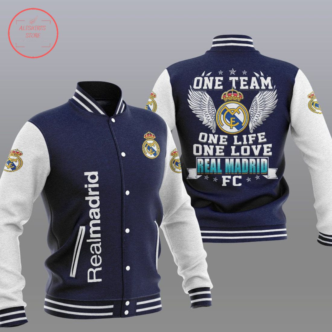 Real Madrid Dark Blue One Team Baseball Jacket