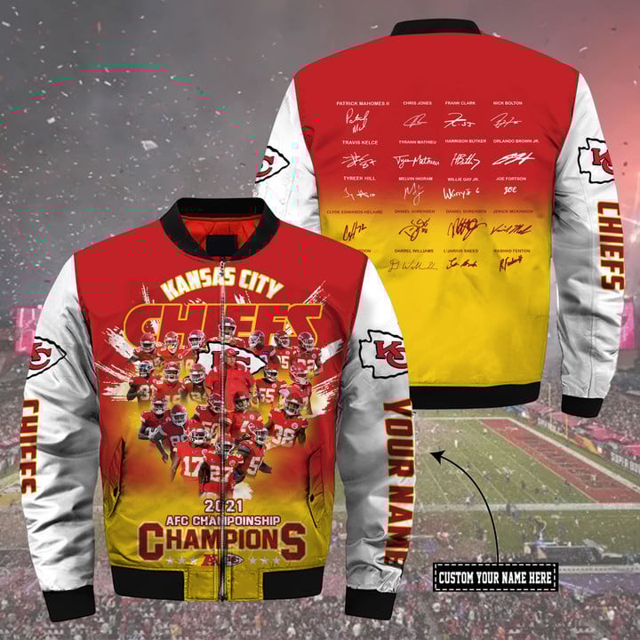 Kansas City Chiefs Custom Name Champions 2021 Bomber Jacket