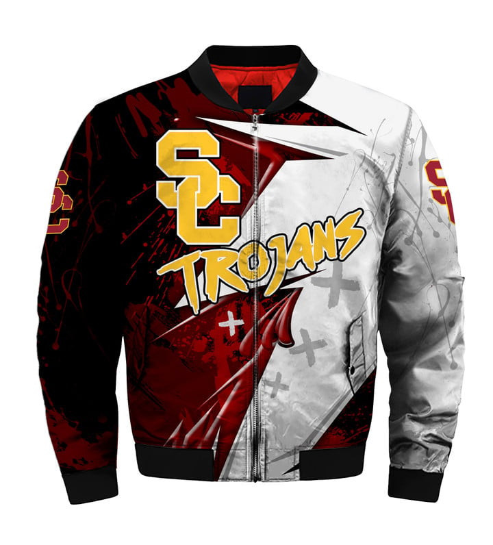 USC Trojans Cardinal White Bomber Jacket V2
