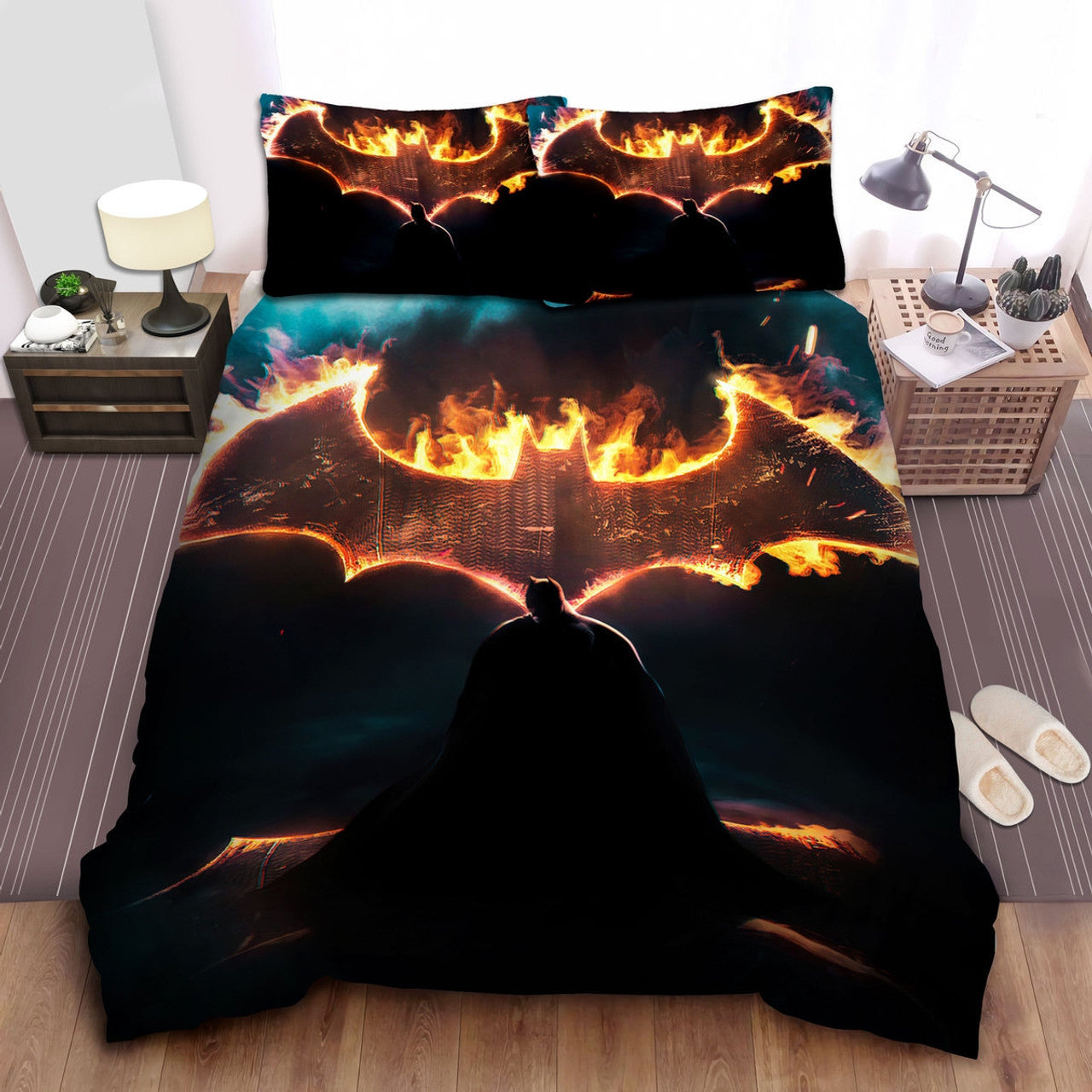 Batman Bedding Set DC Burning Bat Logo Duvet Covers