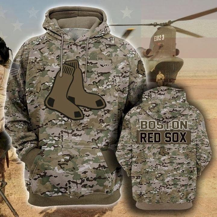 Boston Red Sox Camouflage Veteran 3D All Over Print Hoodie & Zip Hoodie