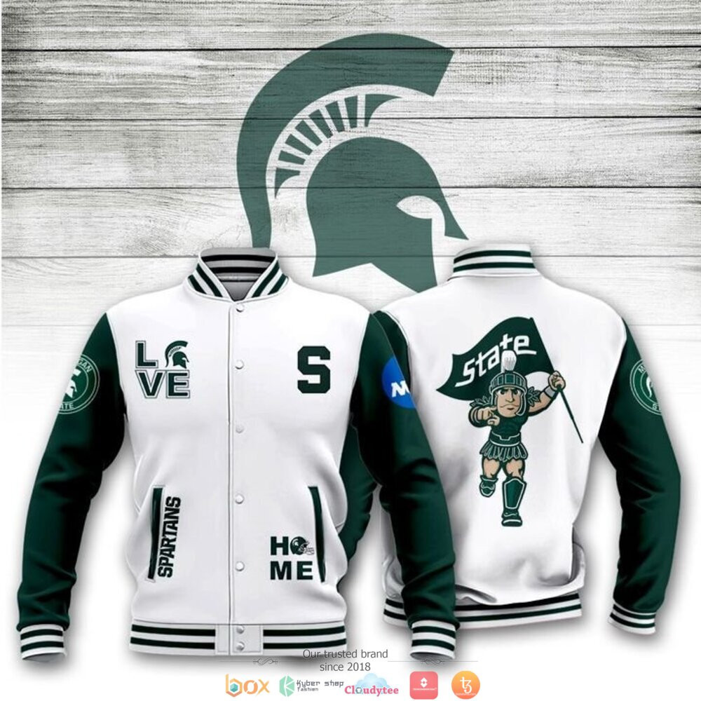 Michigan State Spartans White Baseball Jacket
