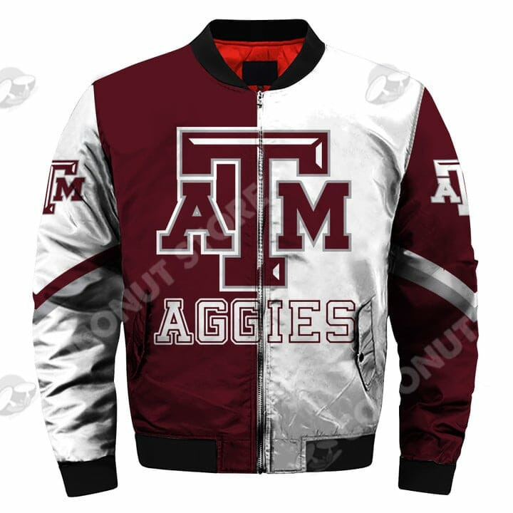 Texas A&M Aggies Maroon White Bomber Jacket V2