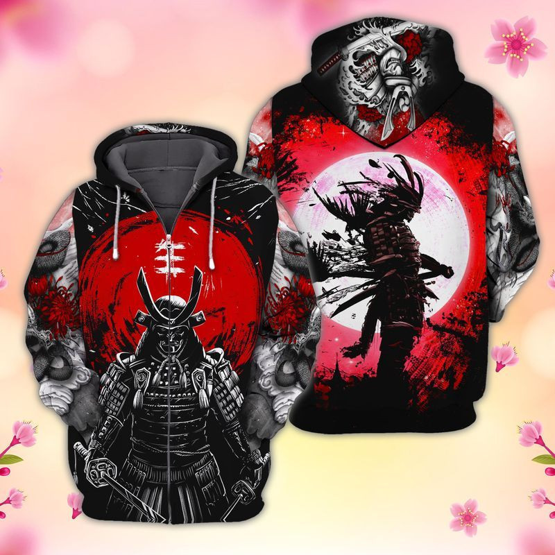 Red Moon Samurai  3d Hoodie Zip Hoodie