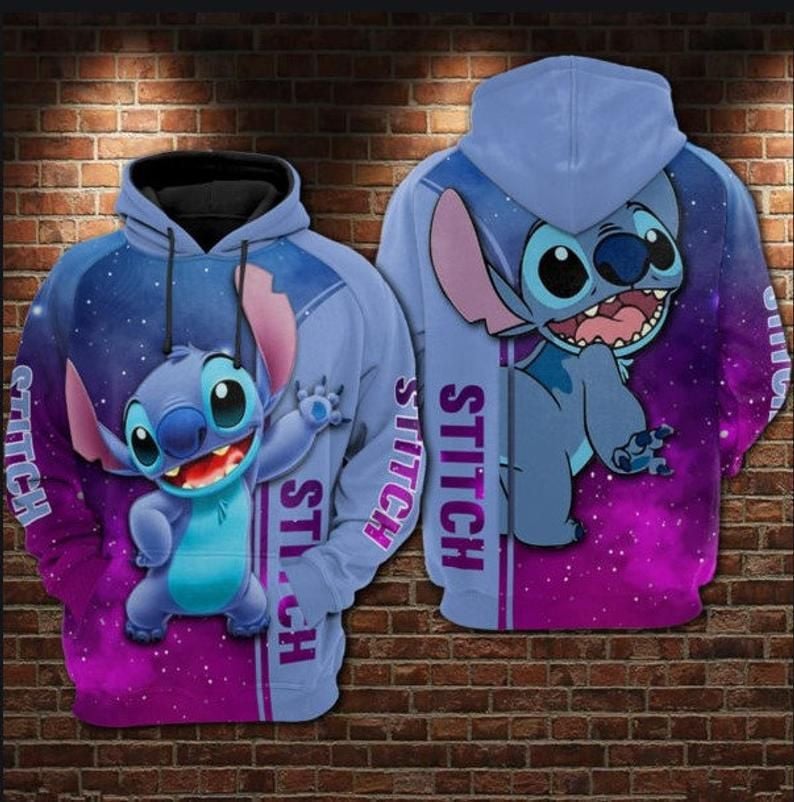 Lilo And Stitch Galaxy Purple 3d Hoodie Zip Hoodie
