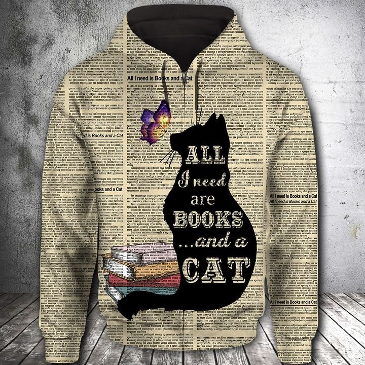 Book And Cat 3D All Over Print Hoodie & Zip Hoodie
