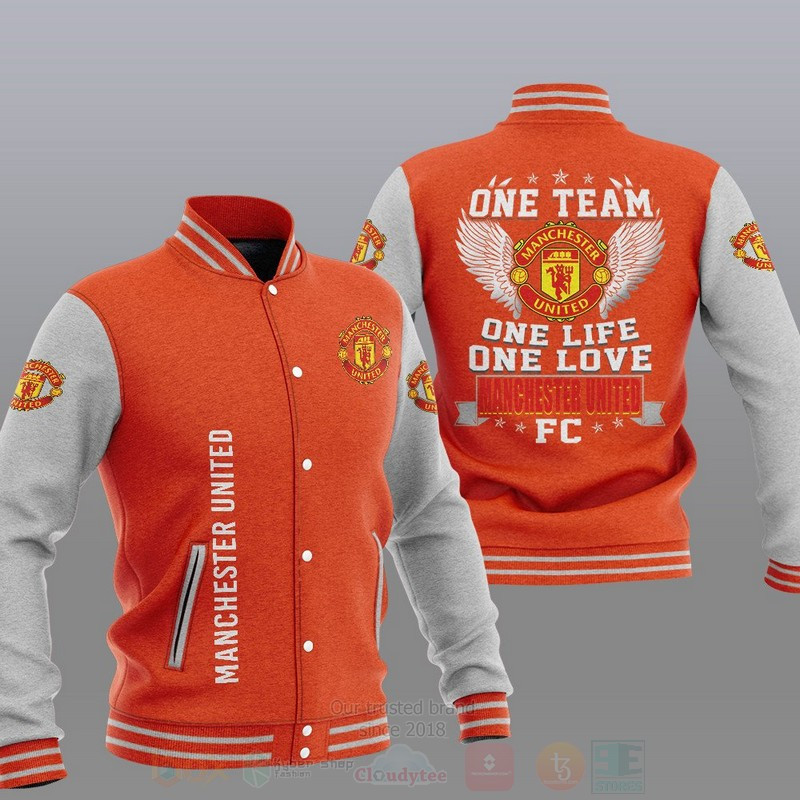 Manchester United Orange Grey One Team Baseball Jacket