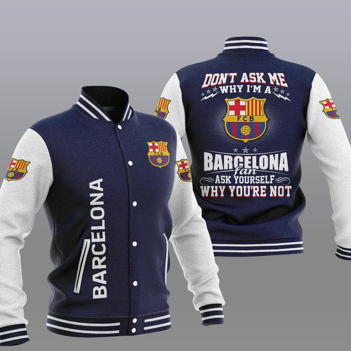 FC Barcelona Dark Blue Dont Ask Me Baseball Jacket