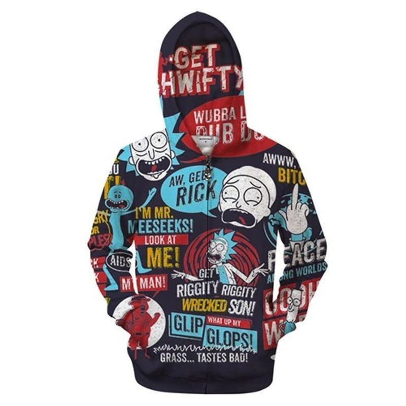 Rick And Morty Over Print 3d Hoodie Zip Hoodie 933