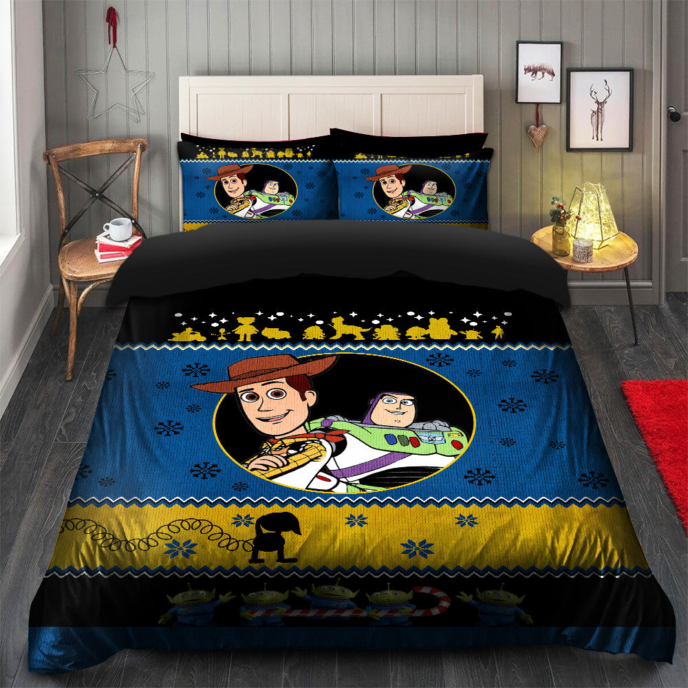 Toy Story Bedding Set DN Woody And Buzz Characters Pattern Duvet Covers Blue