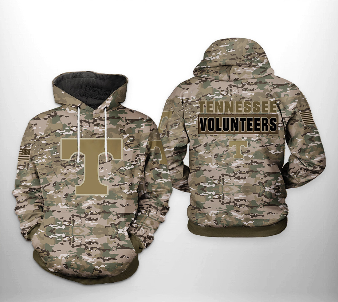 Tennessee Volunteers Camo Veteran 3D All Over Print Hoodie & Zip Hoodie