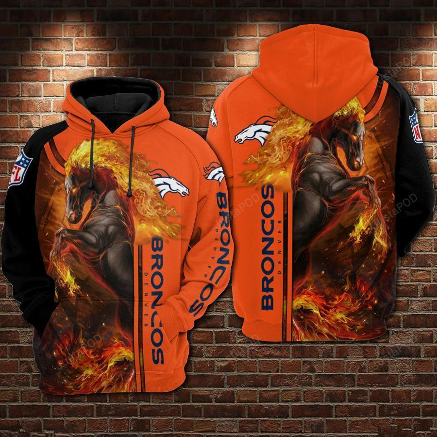 Denver Broncos Football Fire 3D All Over Print Hoodie & Zip Hoodie