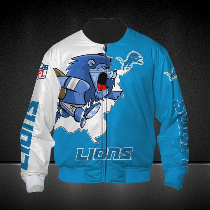 Detroit Lions Blue White Bomber Jacket V2