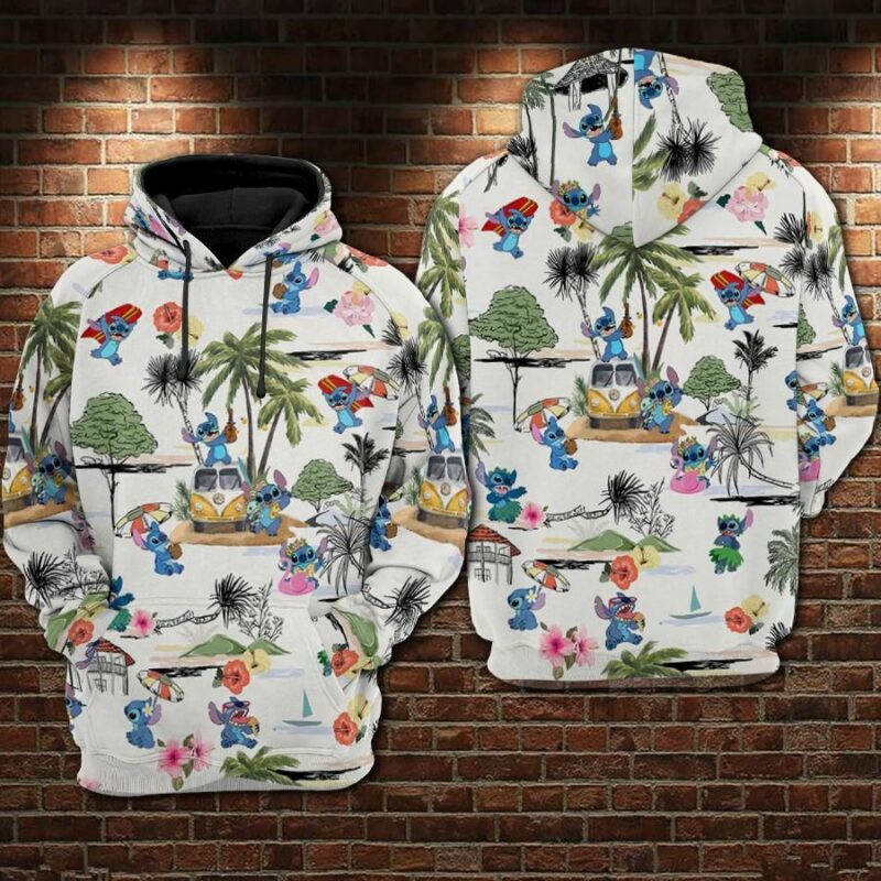 Stitch Hawaii Over Print 3d Hoodie Zip Hoodie