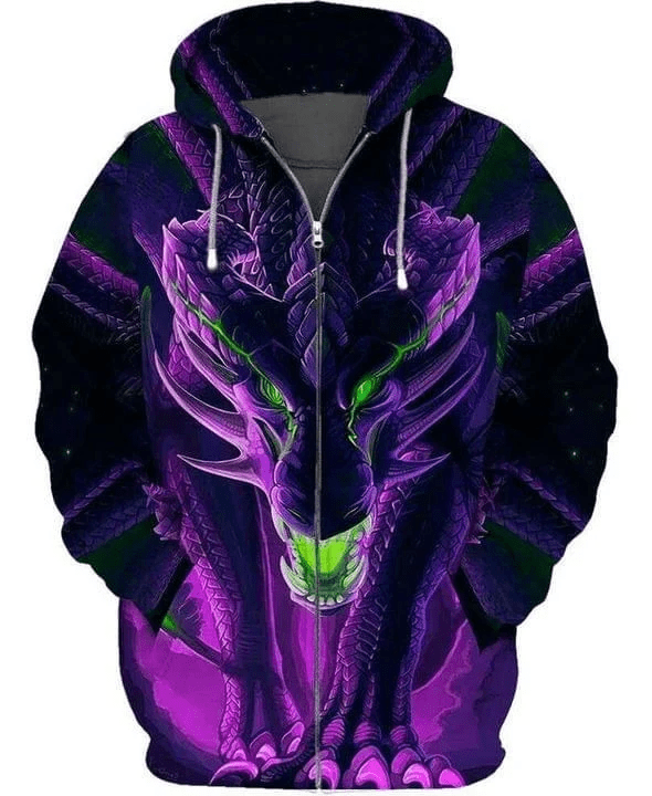 Dragon Purple 3d Hoodie Zip Hoodie