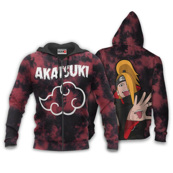 Akatsuki Deidara Tie Dye Style Naruto Anime 1k382 Cartoon Graphic Outfits Aop 3d Hoodie, Zip Hoodie 371