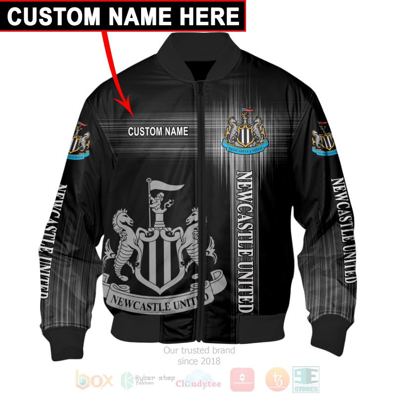 Newcastle United FC Custom Name Black Bomber Jacket
