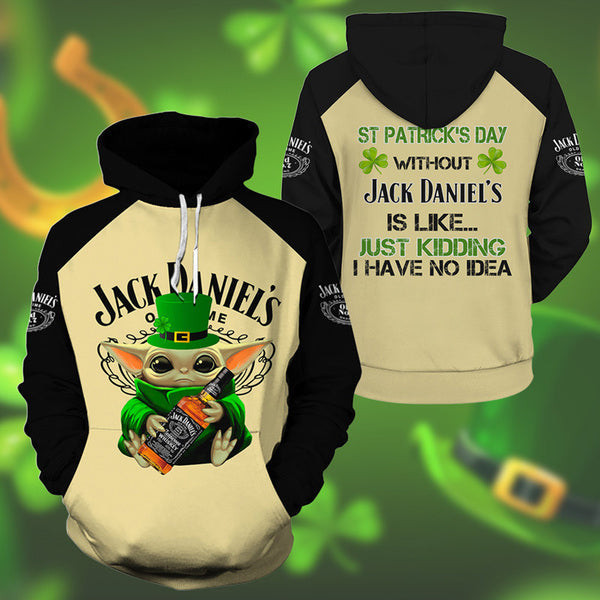 Yoda Jack Daniels Whiskey St Patrick Day Hoodie, Gift For Fan 3d All Over Print Shirt Hoodie 2536