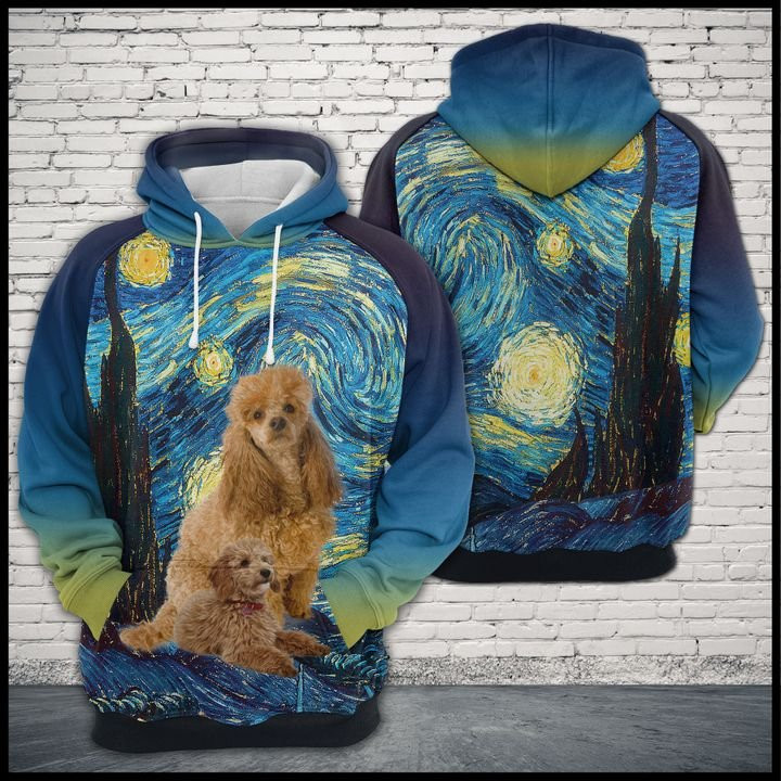 Poodle Starry Night 3D All Over Print Hoodie & Zip Hoodie