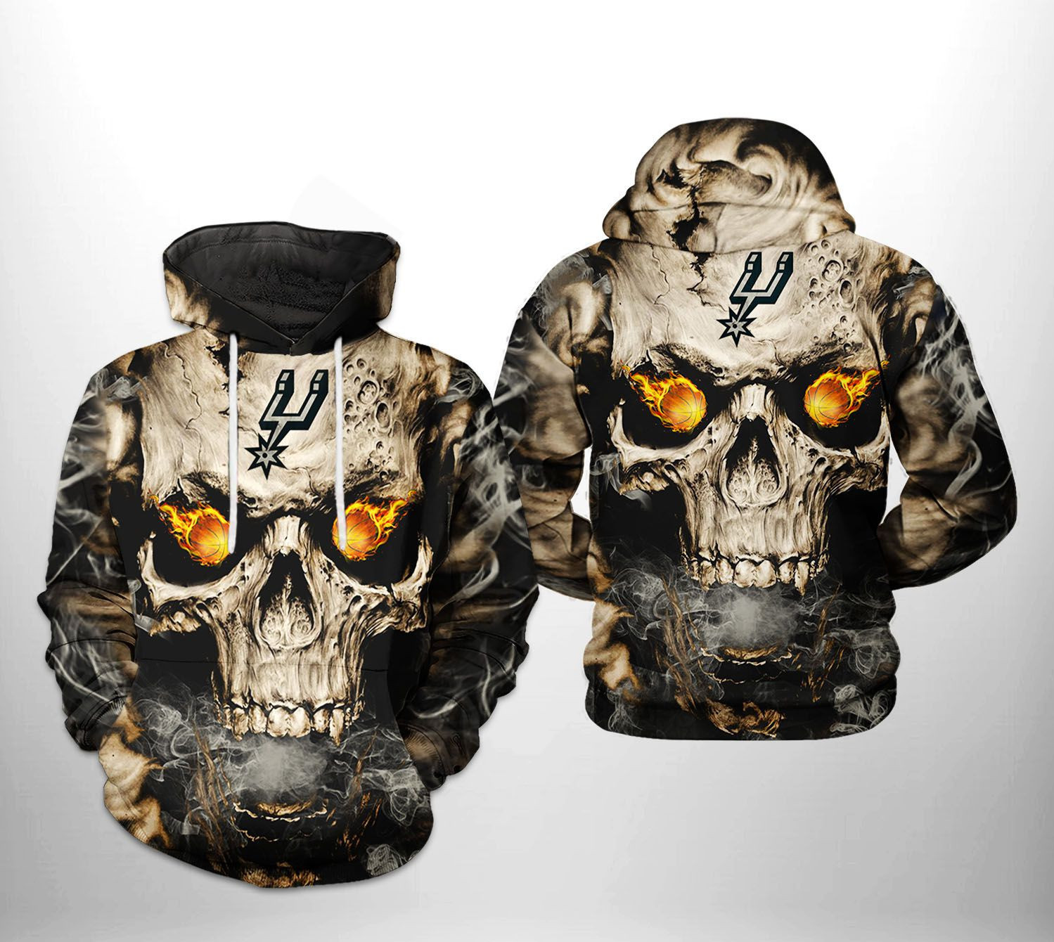 San Antonio Spurs Skull 3D All Over Print Hoodie & Zip Hoodie